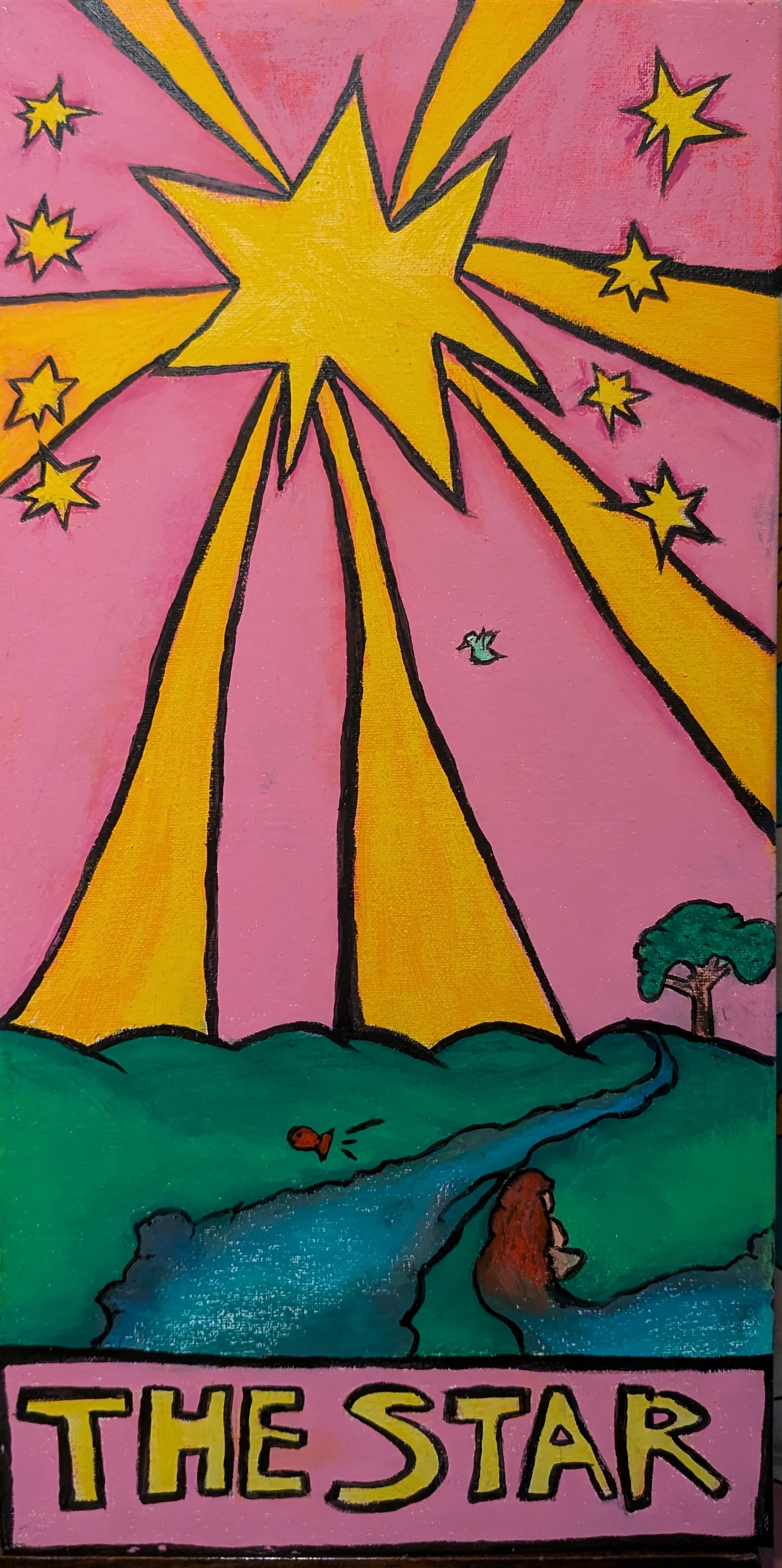 Modern tarot card painting in vibrant colors by Jodi VanDerVon